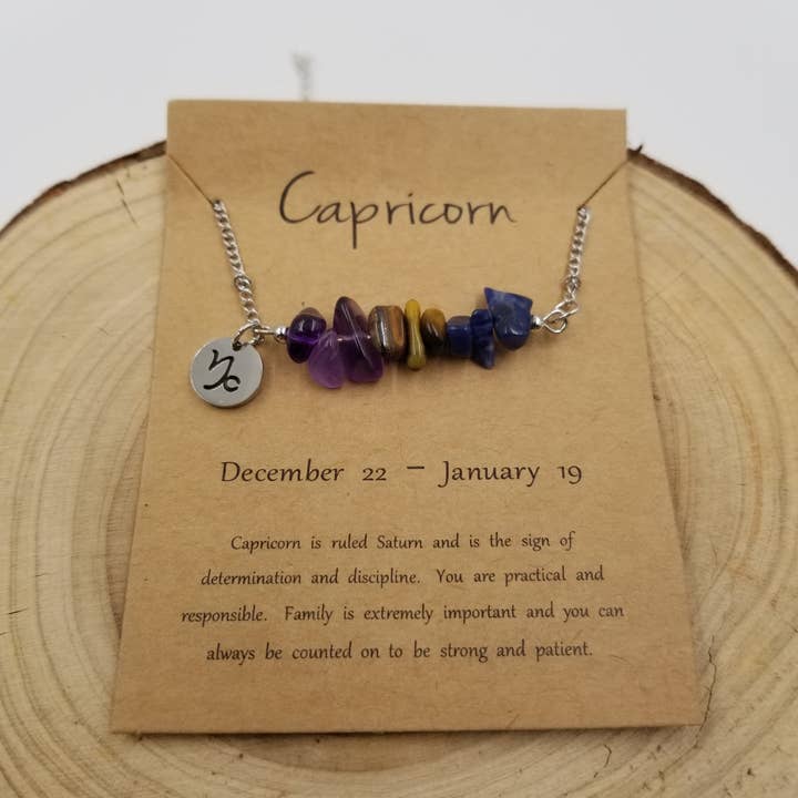 CHAKRA JEWELRY - Wholesale Pendant/Charm Necklace - Natural Stone Handwoven Constellation Necklace with Card