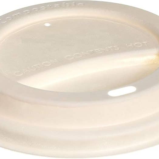 EcoQuality - Wholesale Coffee/Tea Cup - 90mm Sugarcane Compostable Fiber Lids for Paper Coffee Cups