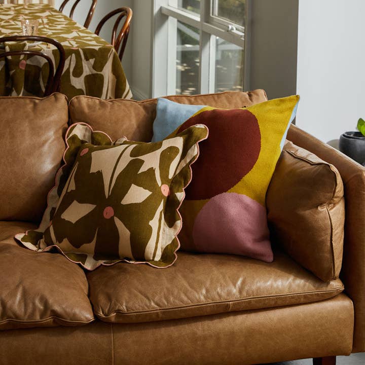 Mosey Me - Wholesale Throw/Decorative Pillow - Olive Poppy Cushion