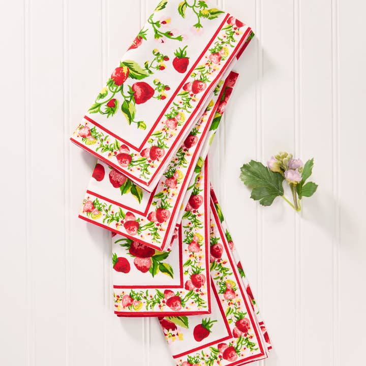 Strawberry Basket Napkin Set of 4 for wholesale by April Cornell