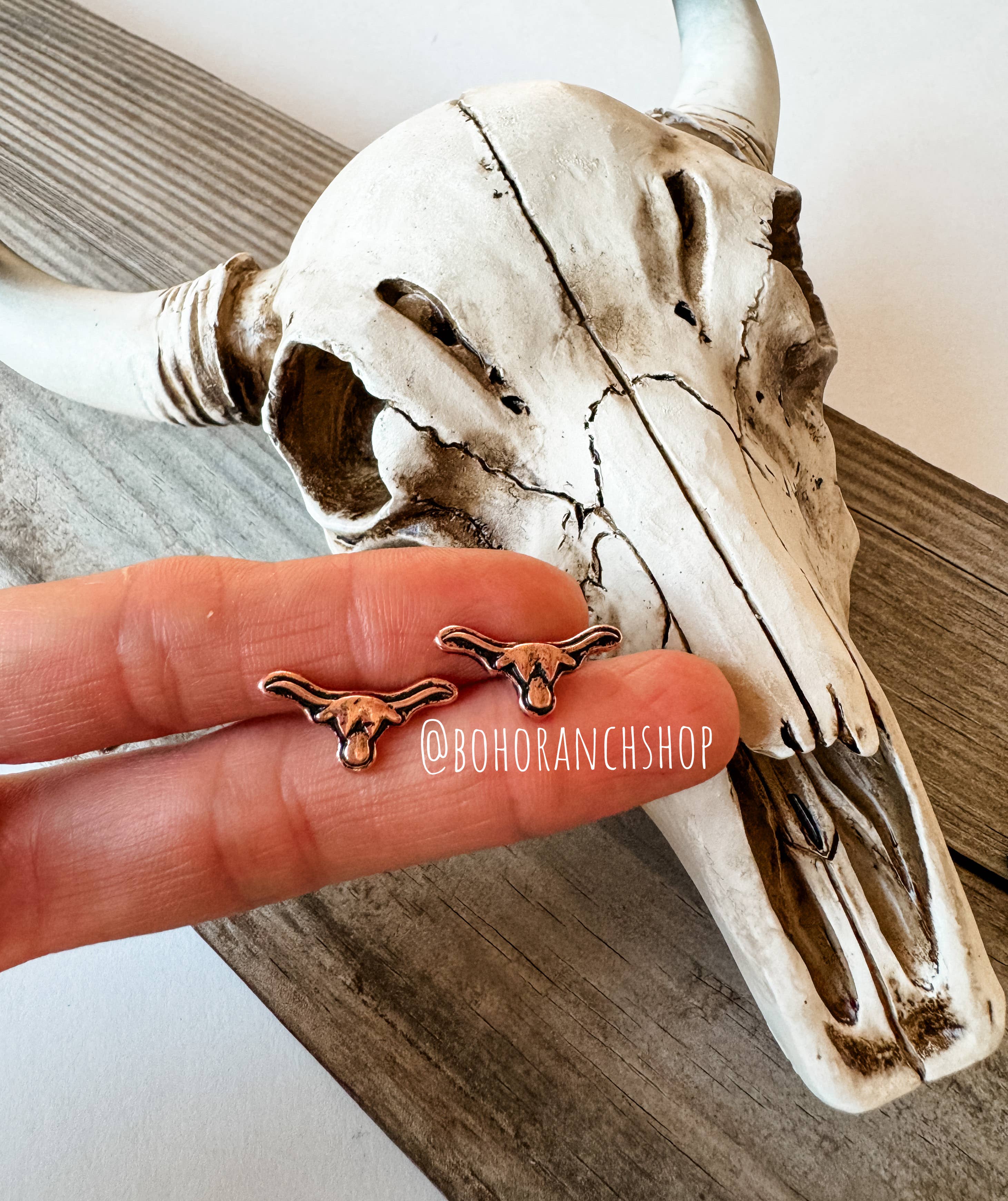 Boho Ranch Shop - Wholesale Stud/Post Earrings - Tiny Longhorn Steer Mini Earring Studs3