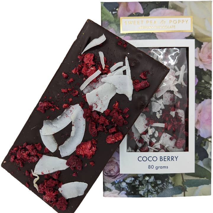 Coco Berry Artisan Chocolate Bar for wholesale by Sweet Pea & Poppy