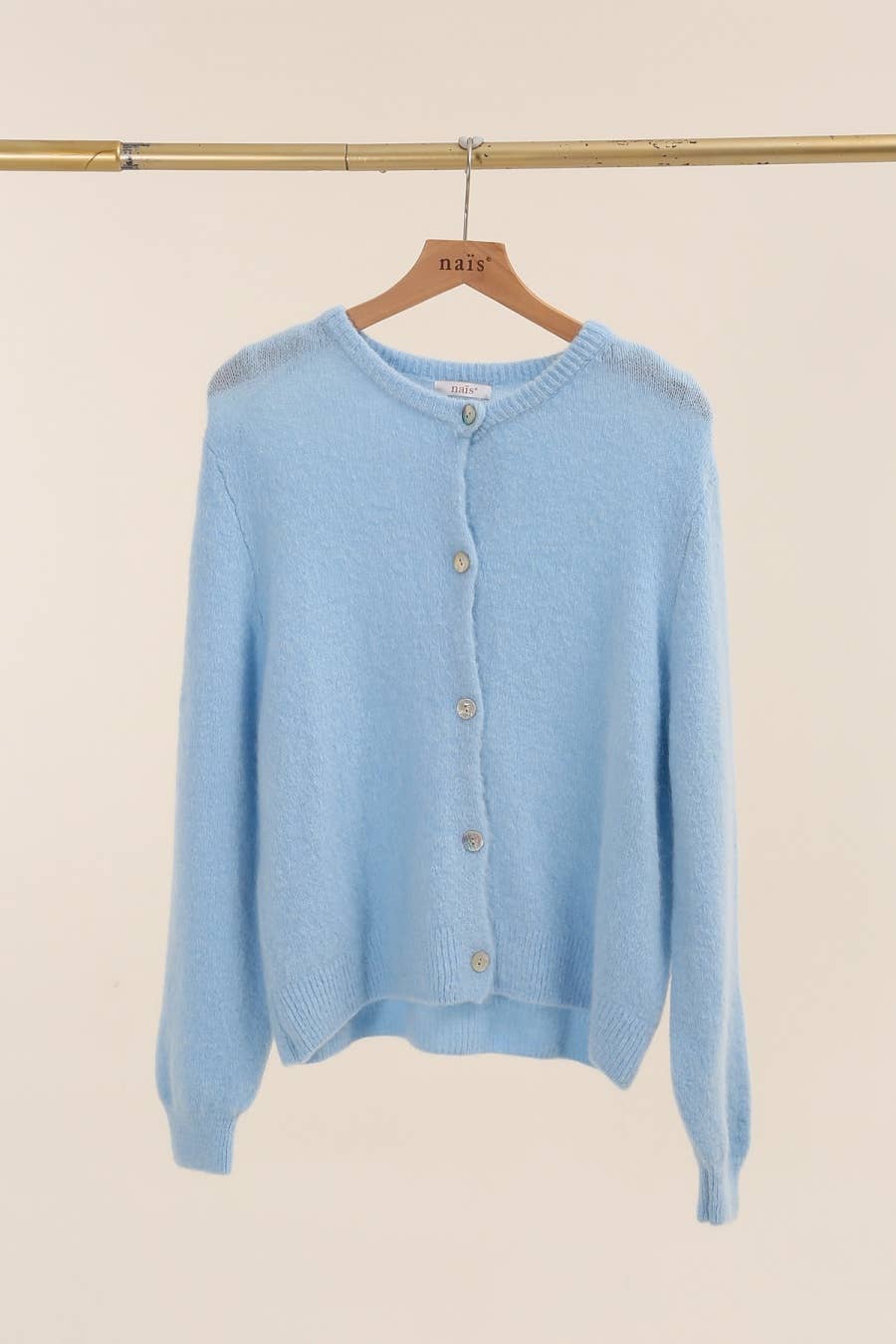 NAÏS PARIS - Wholesale Cardigan - Women's - SUPER FINE ALPACA SHORT BUTTON CREW NECK CARDIGAN31