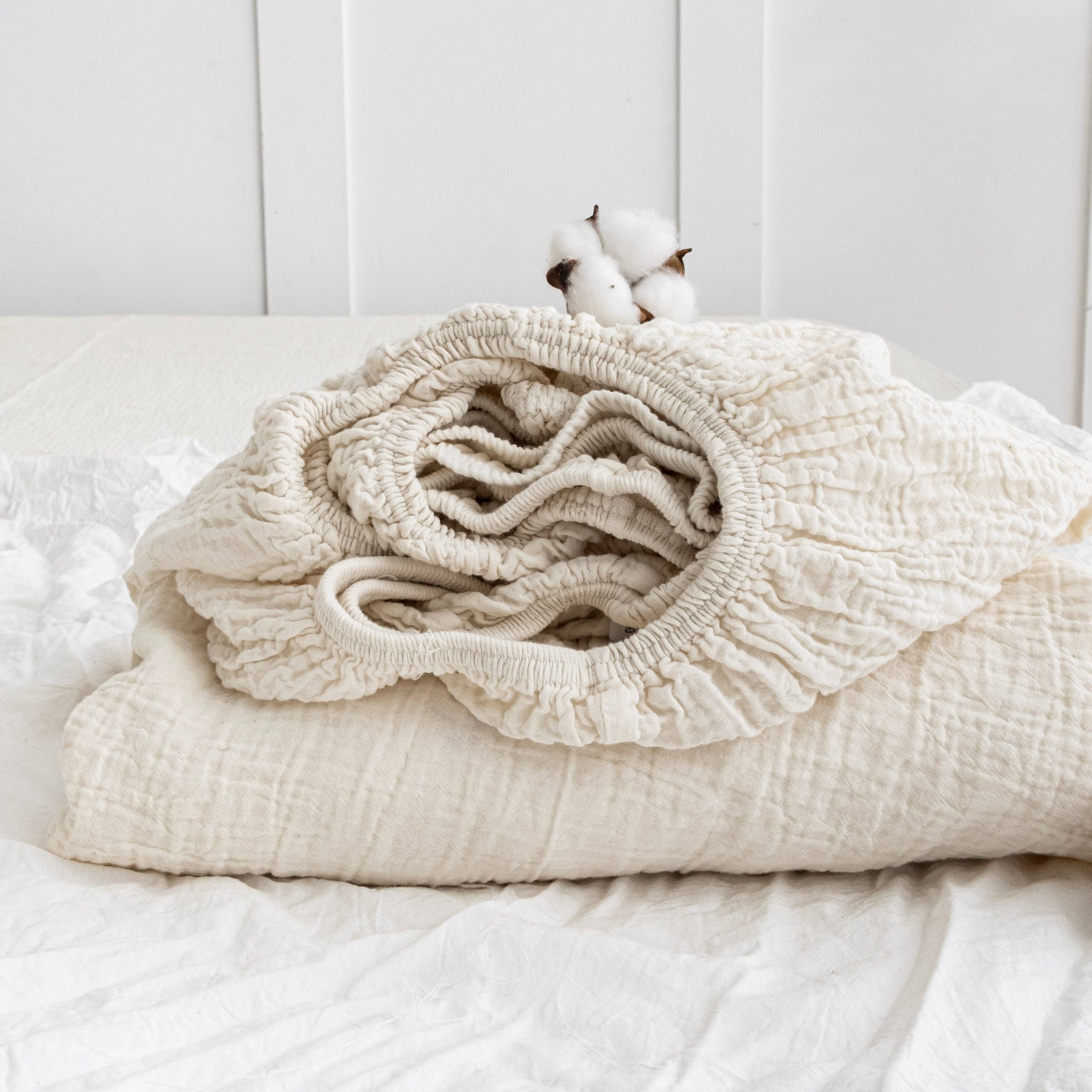 Naturloom - Wholesale Fitted Sheet - GOTS Certified Organic Muslin Fitted Sheet – Soft, Breathable, Hypoallergenic Bedding9