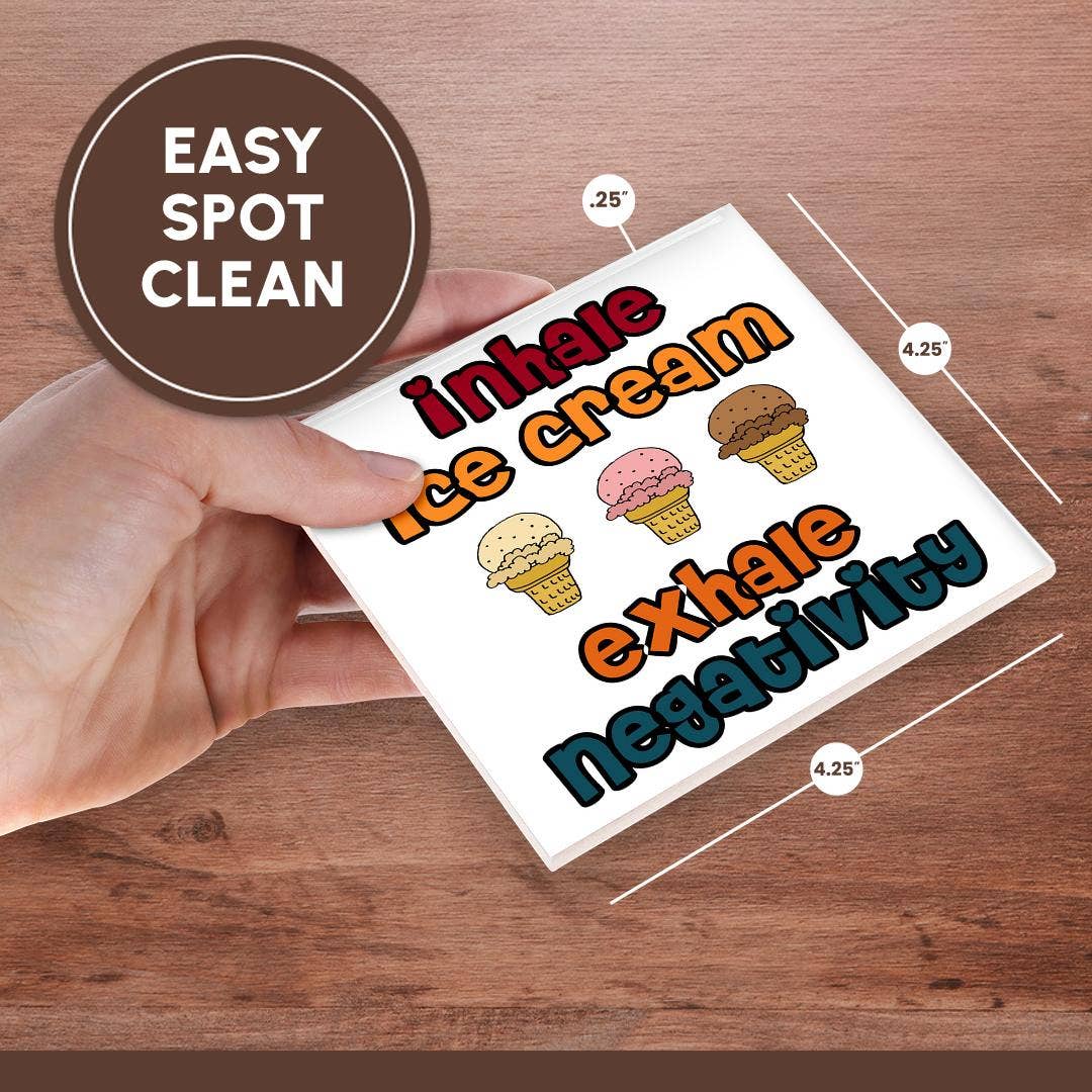 3dRose - Vendita all'ingrosso Sottobicchiere - 3dRose, Divertente e carino Inala Gelato Espira Negatività Amante del Gelato, Sottobicchiere6