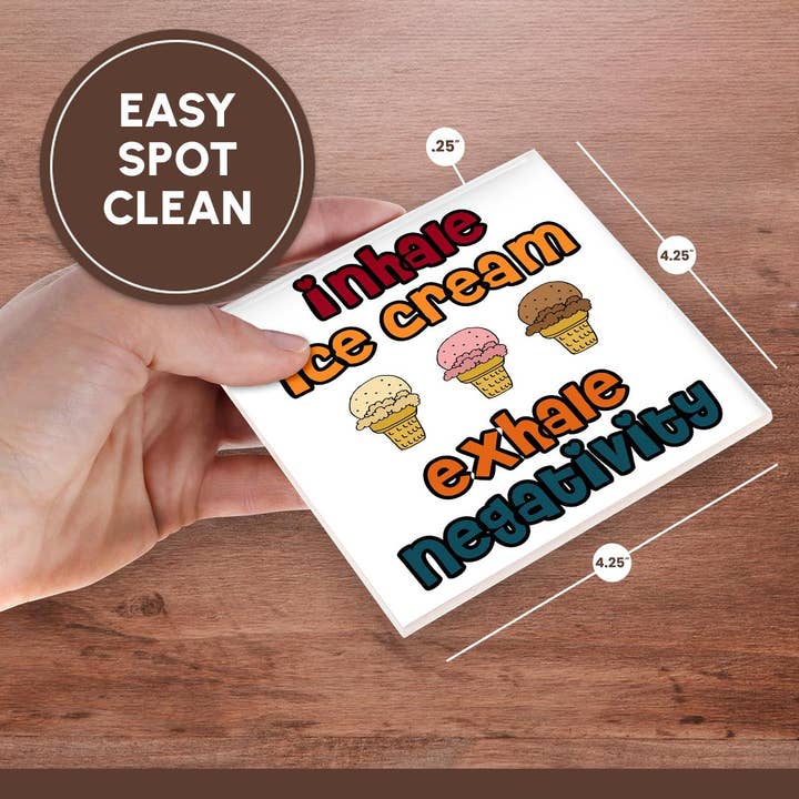 3dRose - Vendita all'ingrosso Sottobicchiere - 3dRose, Divertente e carino Inala Gelato Espira Negatività Amante del Gelato, Sottobicchiere6