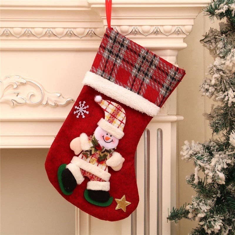 FurDecoration – wholesale Holiday Stocking – Large Christmas Stocking Made Of Burlap Fence5