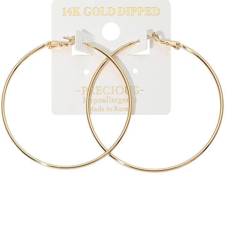 2.2" 14K Gold Dipped Hypoallergenic Hoop Earrings for wholesale by Sensibling Corp.