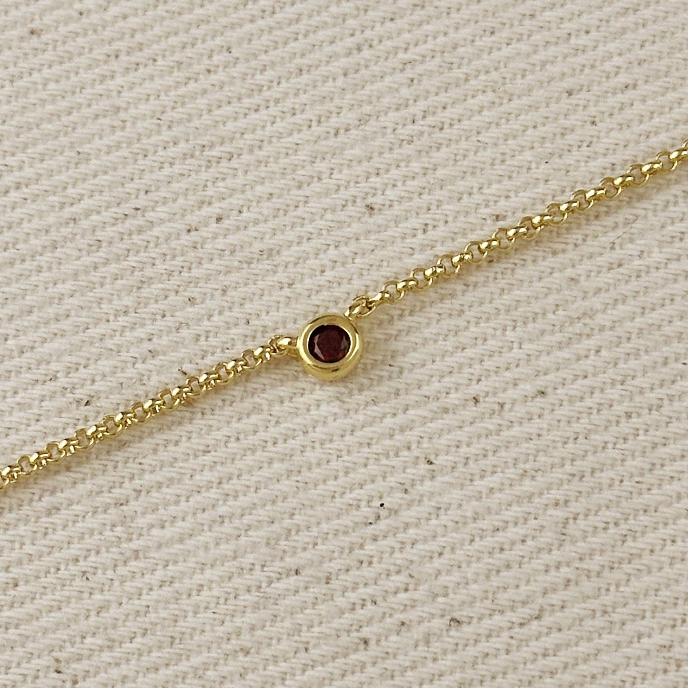 GoldFi - Wholesale Pendant/Charm Necklace - 18k Gold Filled Dainty Bezel CZ Birthstone Necklace0