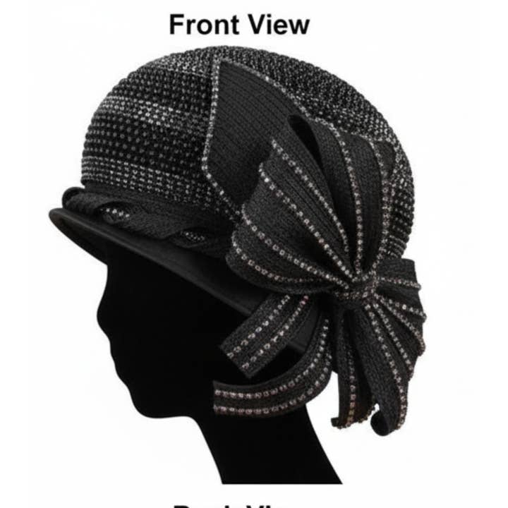 LM9501 Elegant PearlEmbellished Church Hat with Sculpted Bow for wholesale by Maspros