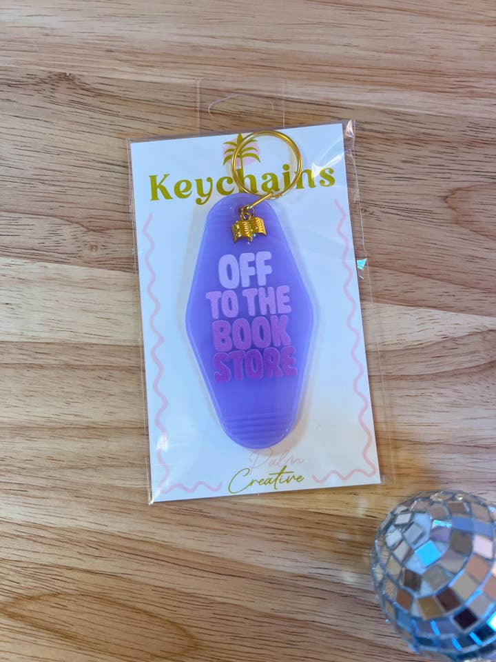 Off to the Book Store Keychain for wholesale by Palm Creative