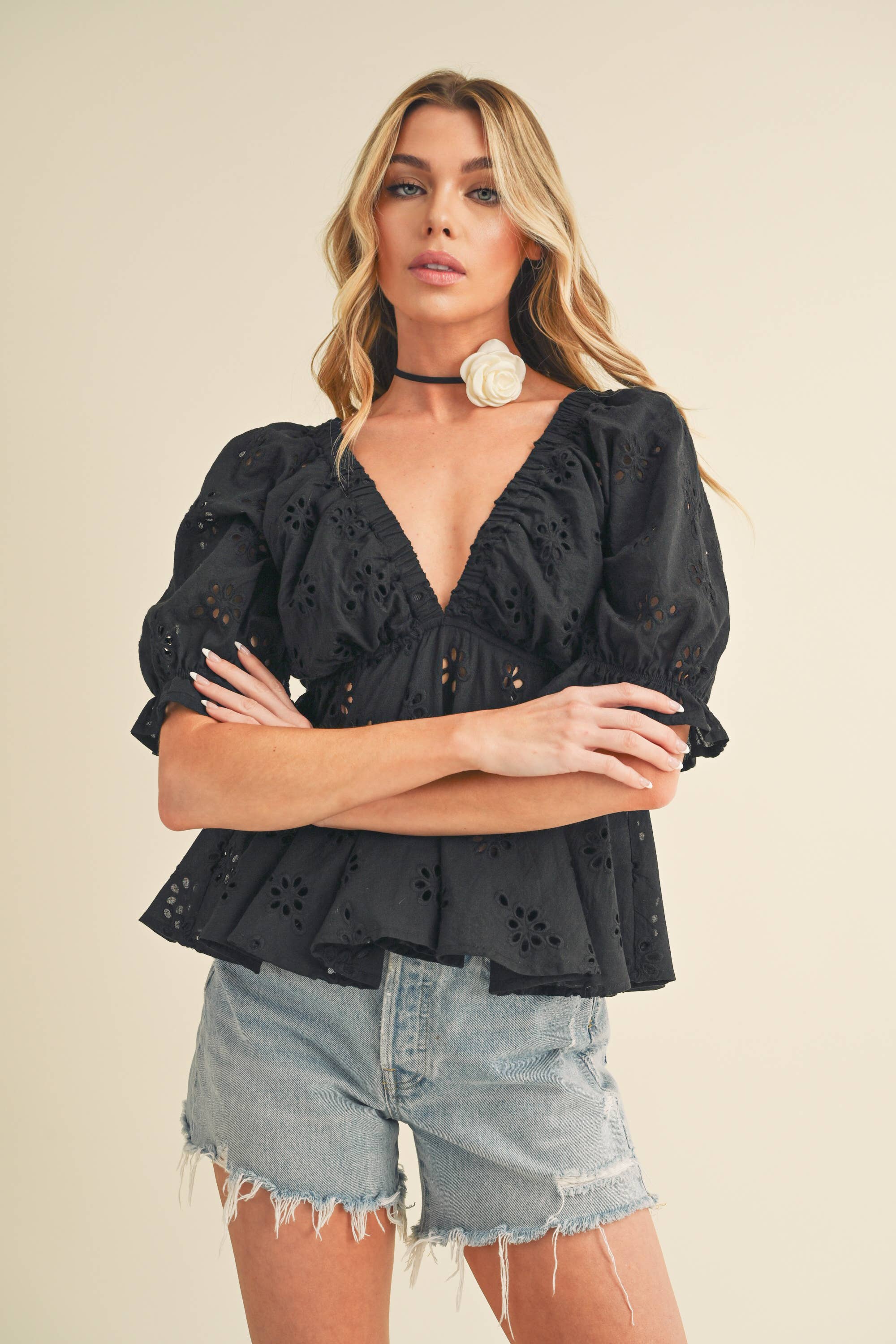 AEMI + CO - Vente Chemisier – femme - 8290DK Haut Brodé à Œillets Hazle 54