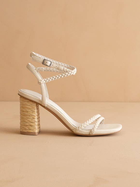 The Colmar Beige | Strappy Braided Sandal with a Jute Heel for wholesale by OASIS SOCIETY