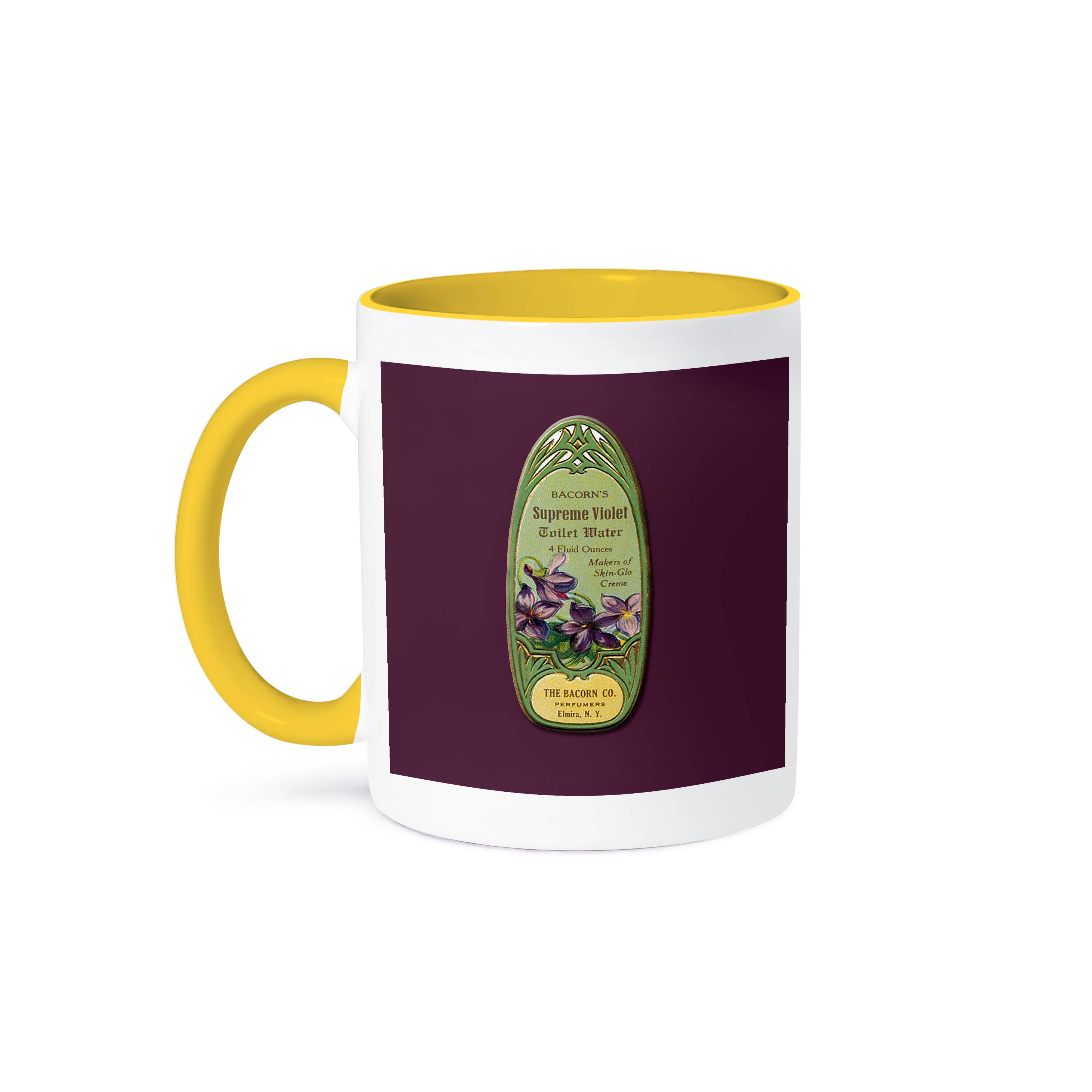 3dRose – wholesale Kaffekoppar – 3dRose, Bacorns Supreme Violet Toalettvatten Parfymflaska Etikett, Mugg0