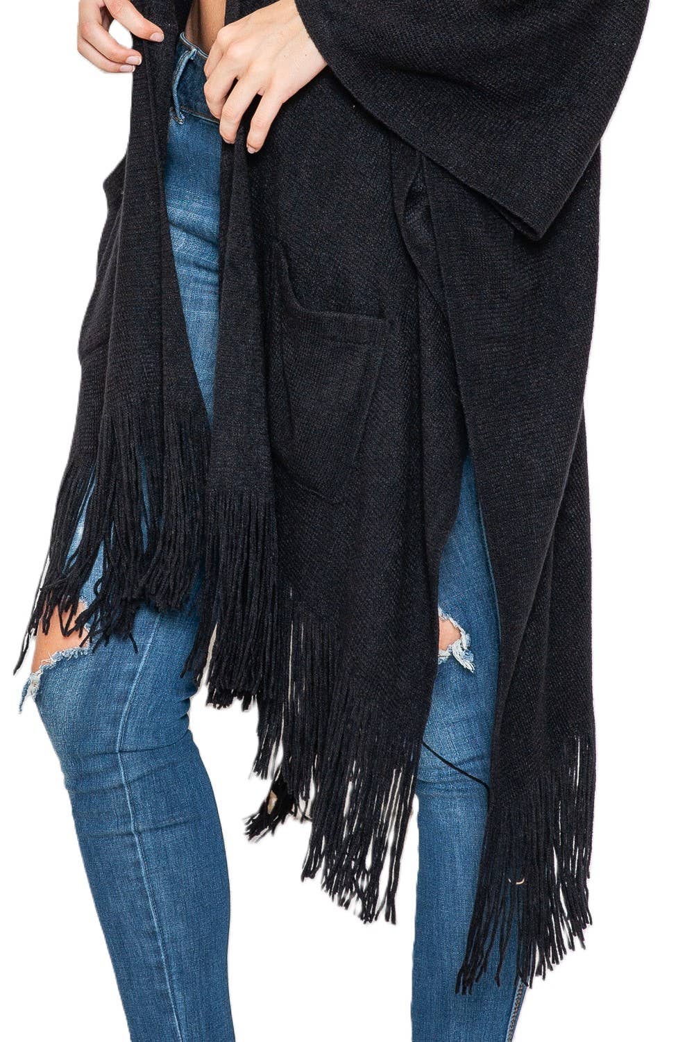 Justin & Taylor – wholesale Kofta - Dam – Harlow cardigan | Kimono-cardigan med fickor och fransad nederkant26