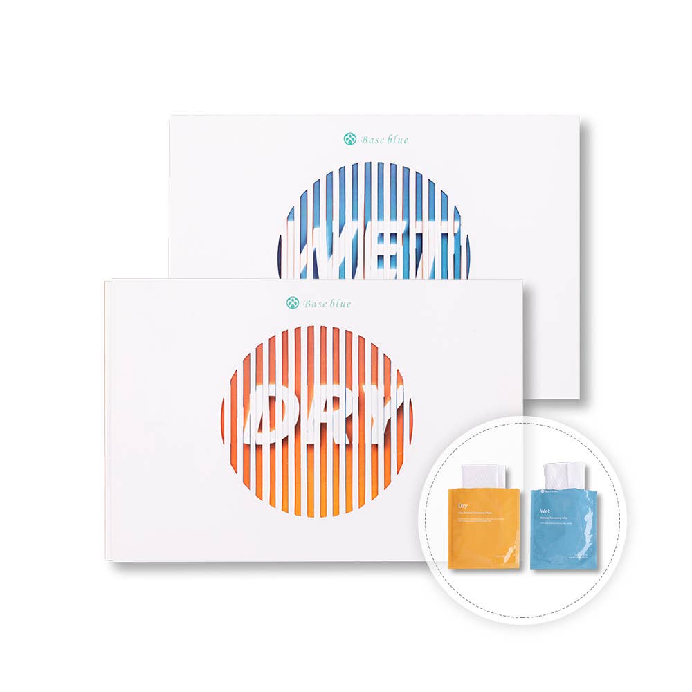 Baseblue Cosmetics - Wholesale Face & Body Wipes - Dry and Wet - Dual Action Facial Cleansing Wipes (20 counts)1