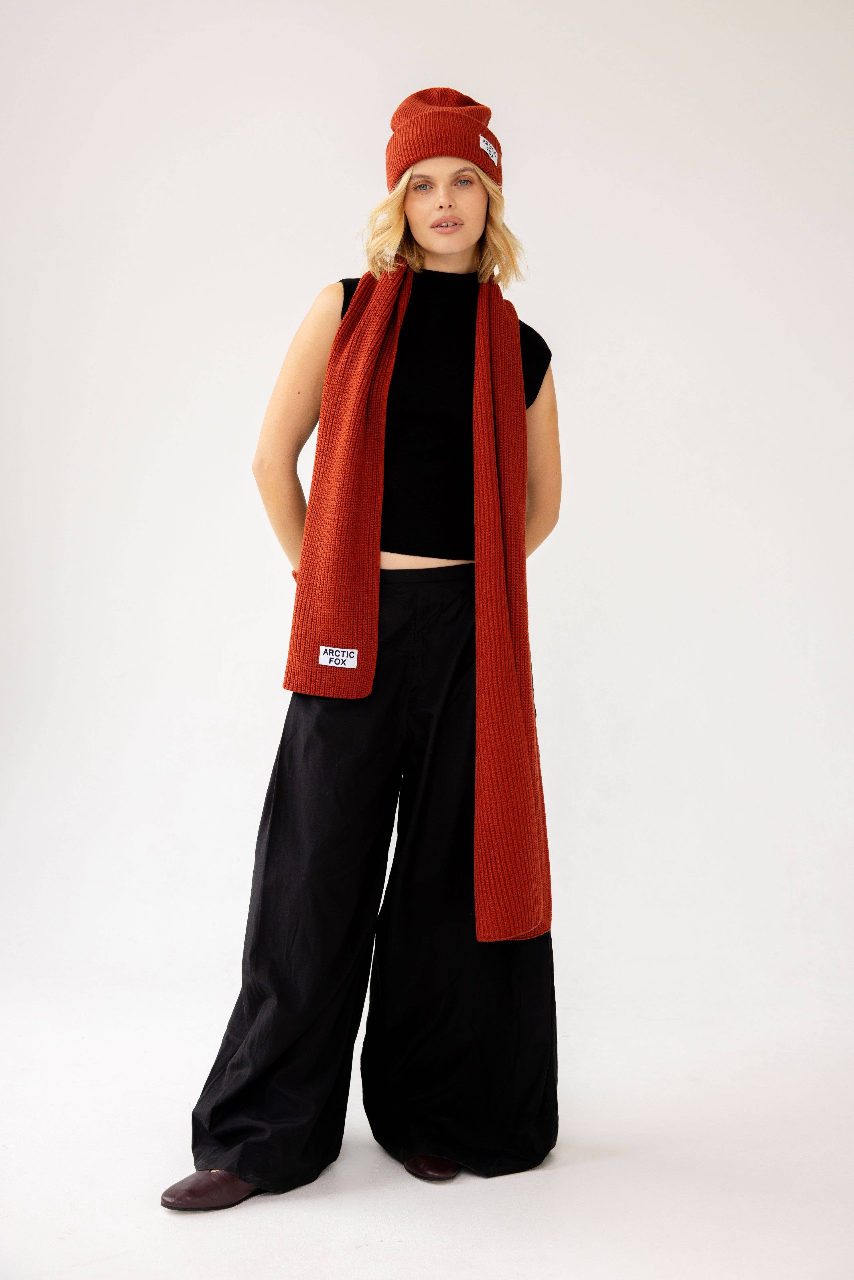 ARCTIC FOX & CO. – wholesale Mössa - Unisex – Återvunnen flaska mössa - djup terrakotta - AW253