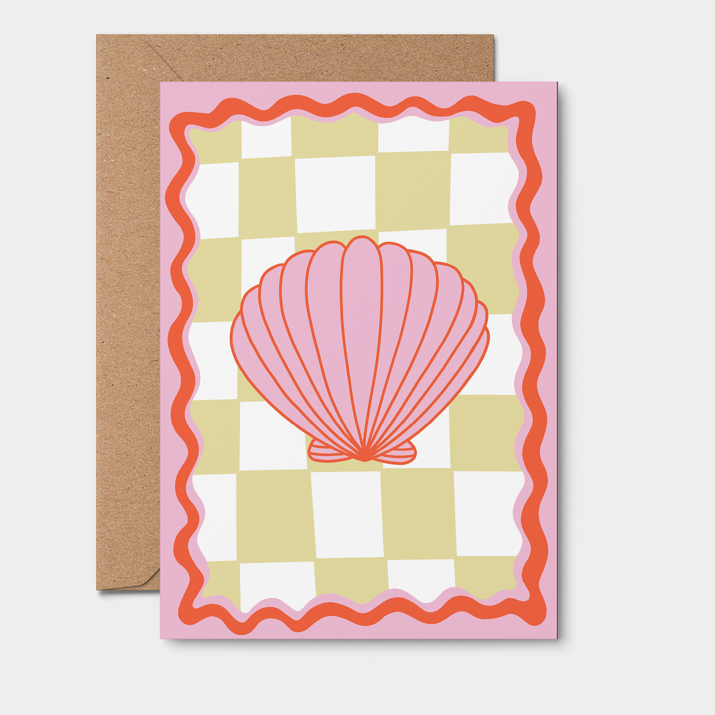 From Rosalie - Wholesale Everyday Greeting Card - Pink Wavy Shell Plain GREETING CARD0