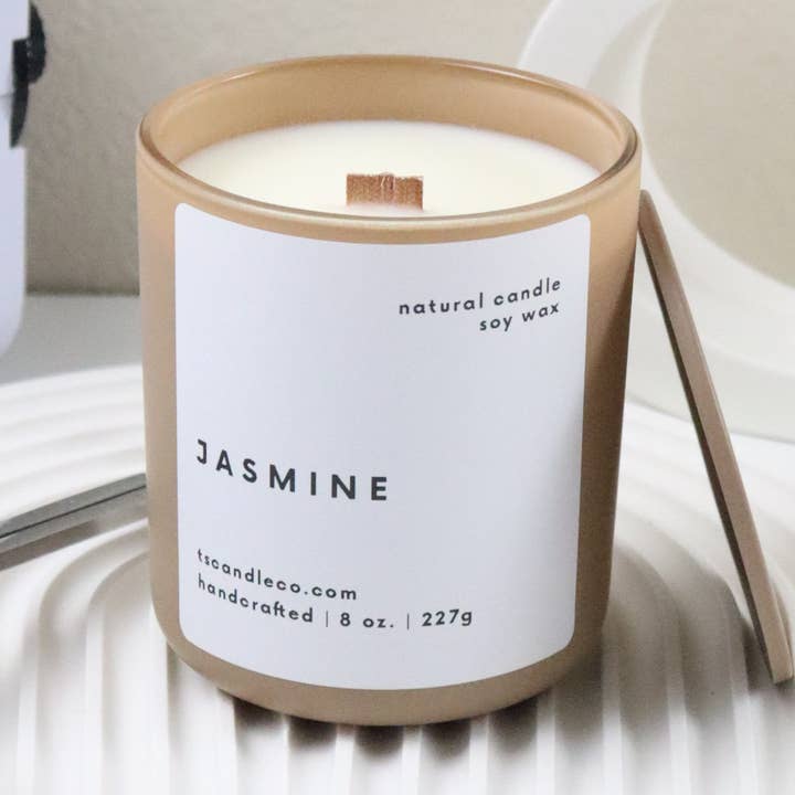 Classic Candle 8 oz. Matte Khaki | Wooden Wick | Cotton Wick for wholesale by Three Springs Candle Co.
