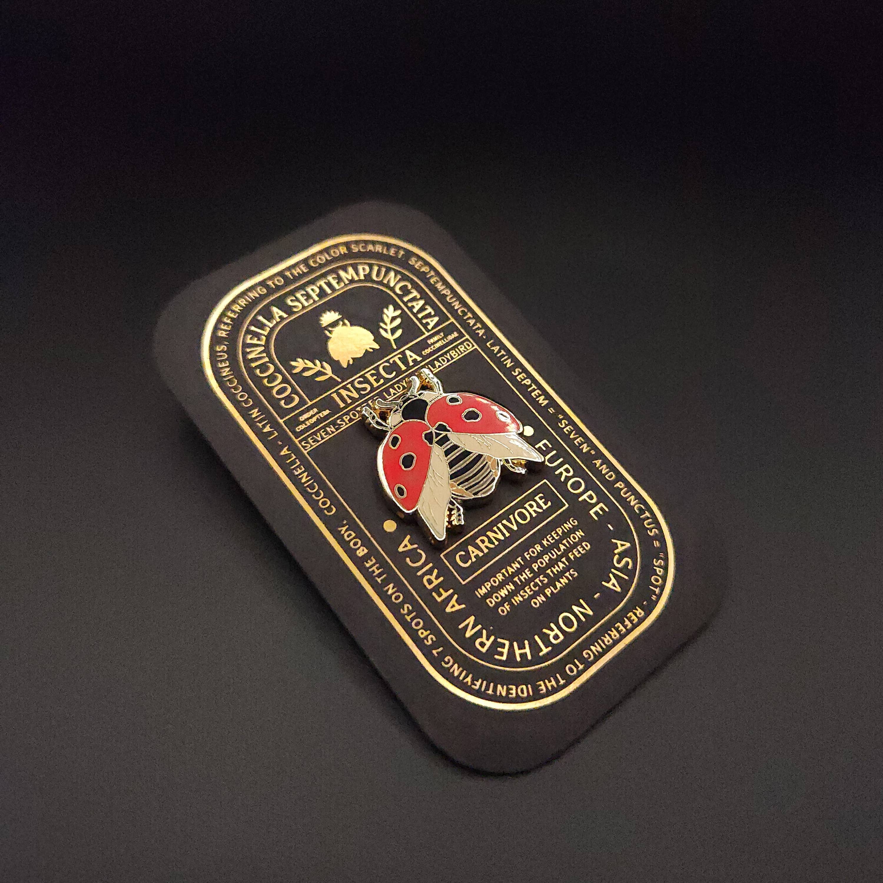 Pinsects – wholesale Lapel pin/button – Seven-Spotted Ladybug Educational Insect Enamel Pin3