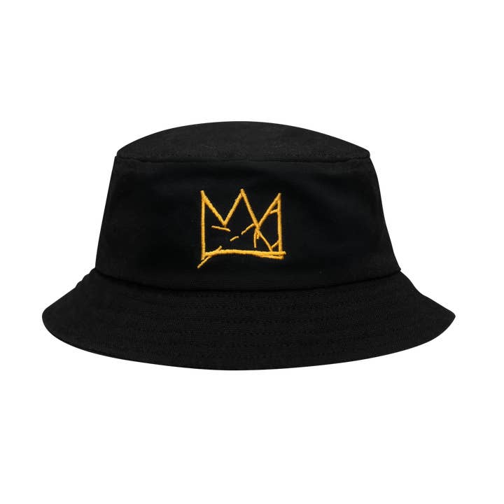 Basquiat “Crown” Embroidered Bucket Hat, Black for wholesale by Rome Pays Off