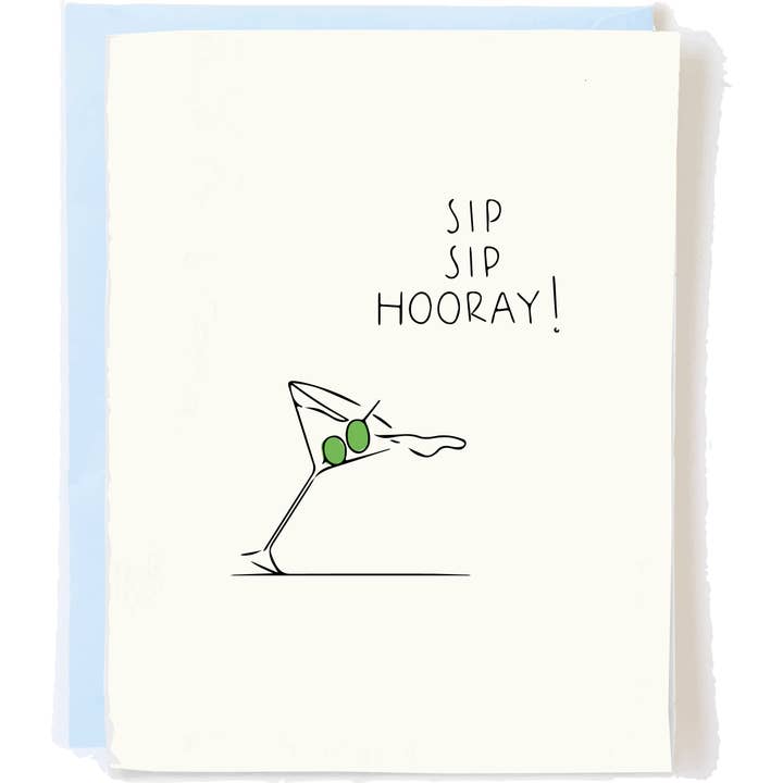 Pop + Paper - Wholesale Felicitatie-kaartje - Grappige Felicitatiekaart – Sip Sip Hoera Martiniglas