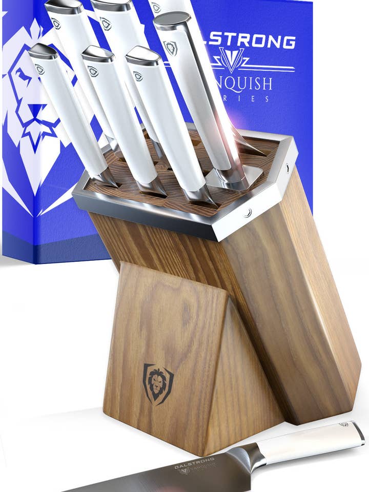 Bloc de Couteaux 8 Pièces | Manche Blanc | Série Vanquish | Certifié NSF | Dalstrong © pour la vente par Dalstrong