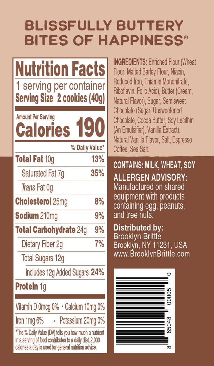 Brooklyn Brittle - Wholesale Cookie - Italian Cookie Brittle – Espresso Chip | Snack Pack2