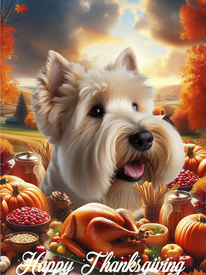 Scottish Terrier Wheaten - Thanksgiving House Flag for wholesale by Best of Breed Products