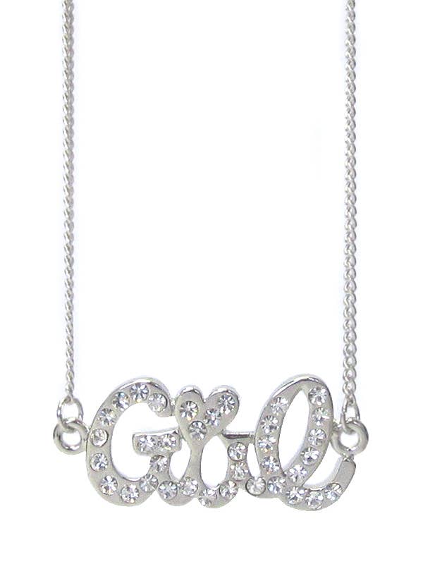 ( M957 ) CRYSTAL GIRL PENDANT NECKLACE for wholesale by Jewelry Max