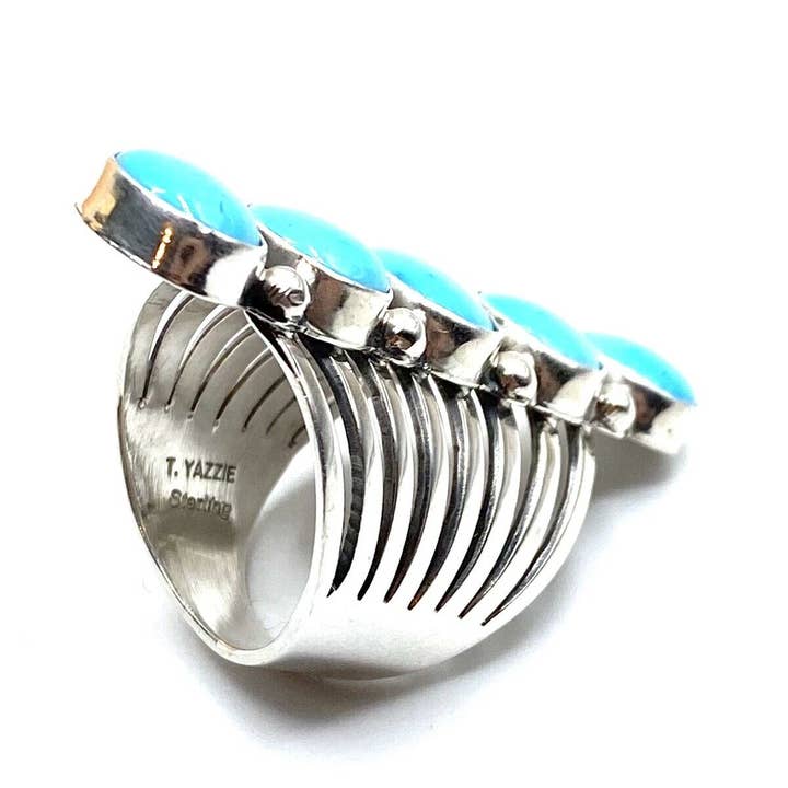 Native City Jewelry - Wholesale Cocktail/Statement Ring - Native American Sterling Navajo Handmade Sleeping Beauty Turquoise Ring Size 6