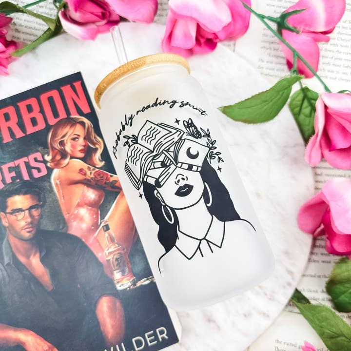 Probably Reading Smut 16oz Frosted Glass Cup for wholesale by The Swoon Room