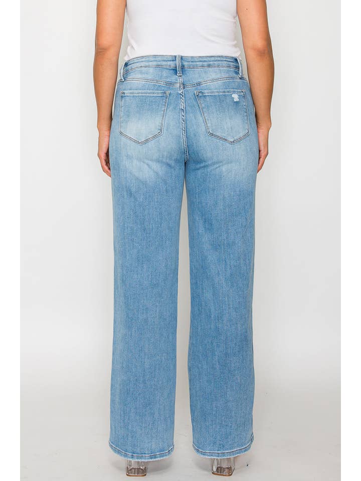 Bleu JEAN TAILLE HAUTE DROIT GRANDE TAILLE # BT5004X en vente sur Faire6