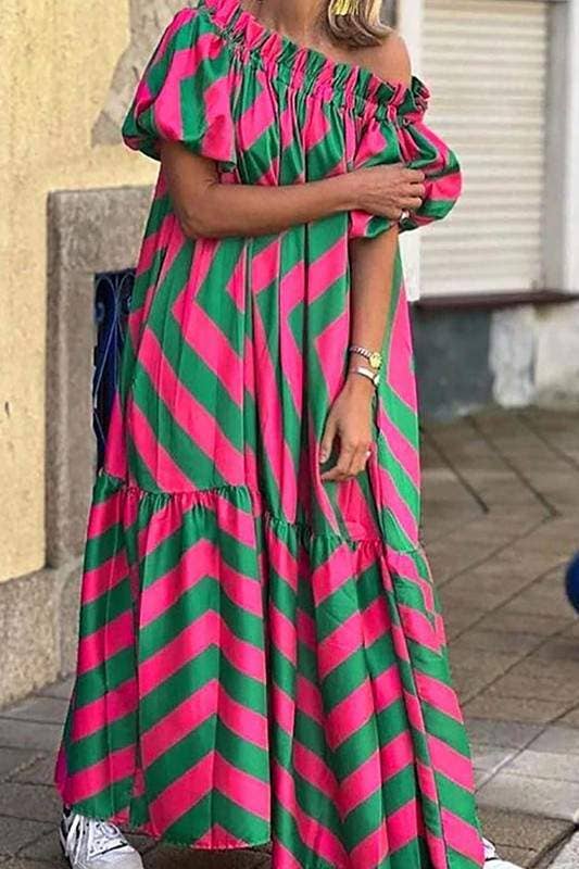 Flarix - Wholesale Dress - Women's - print off shoulder maxi dress3