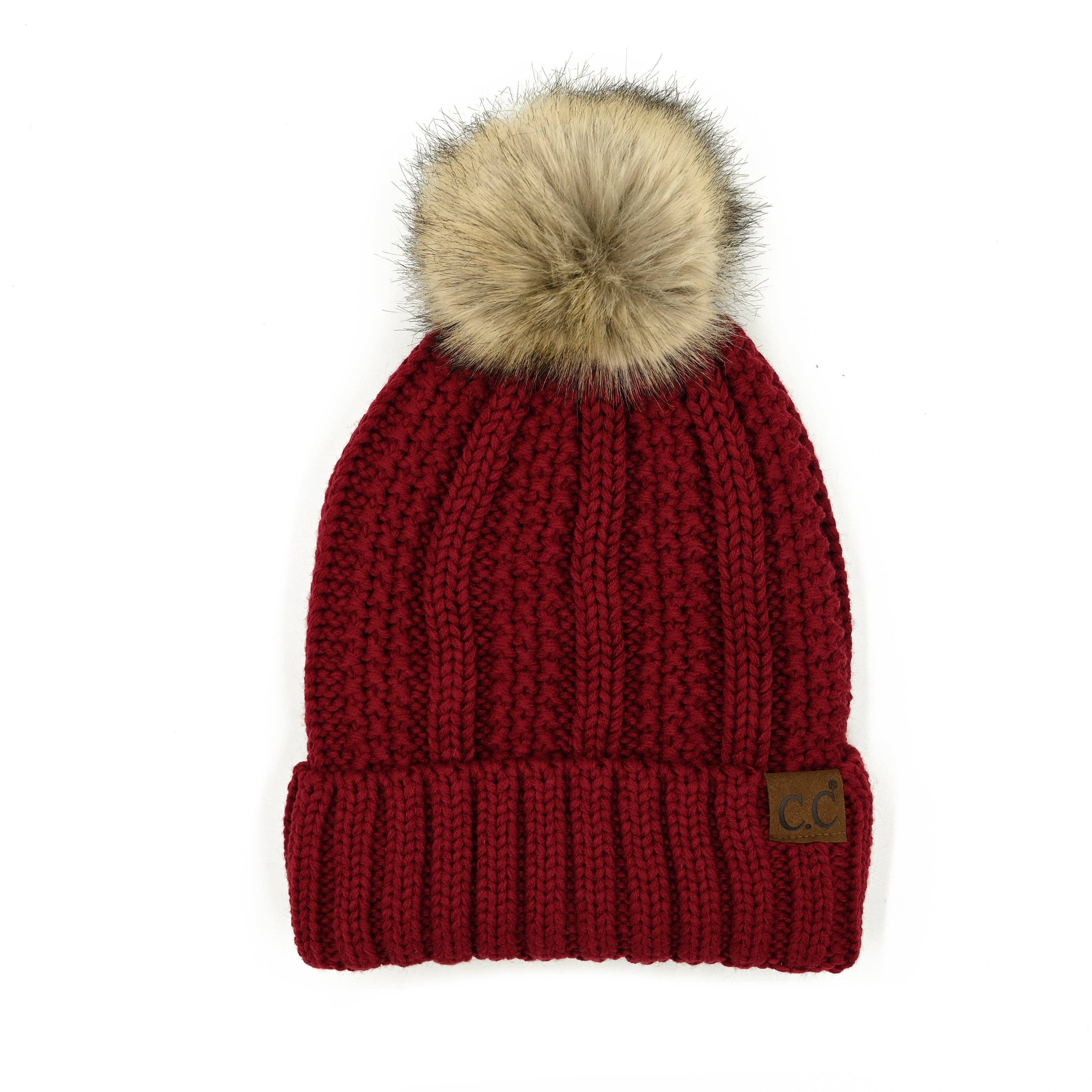 Truly Contagious – Großhandel Beanie – Damen – CC Mütze mit auffälligem Kunstpelz-Bommel (YJ-820)2