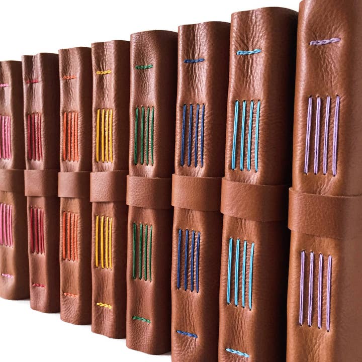 Lined Leather Journal - Golden - Choose Your Thread Color for wholesale by Absolutely EVO