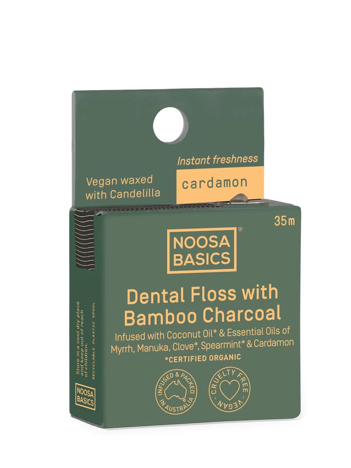 Bamboe houtskool tandzijde kardemom voor wholesale door Noosa Basics