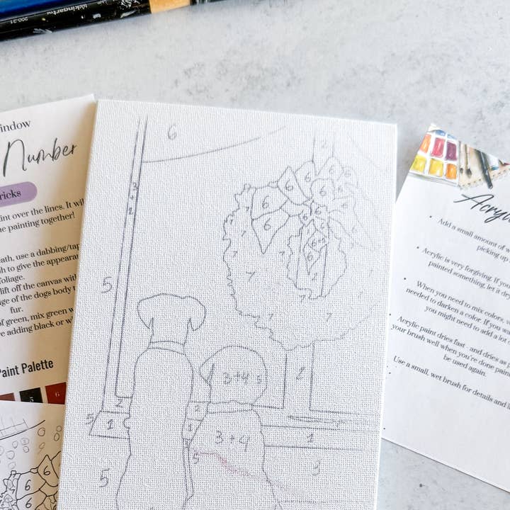 Dogs in the Window Mini Paint By Number for wholesale by Frederick Made