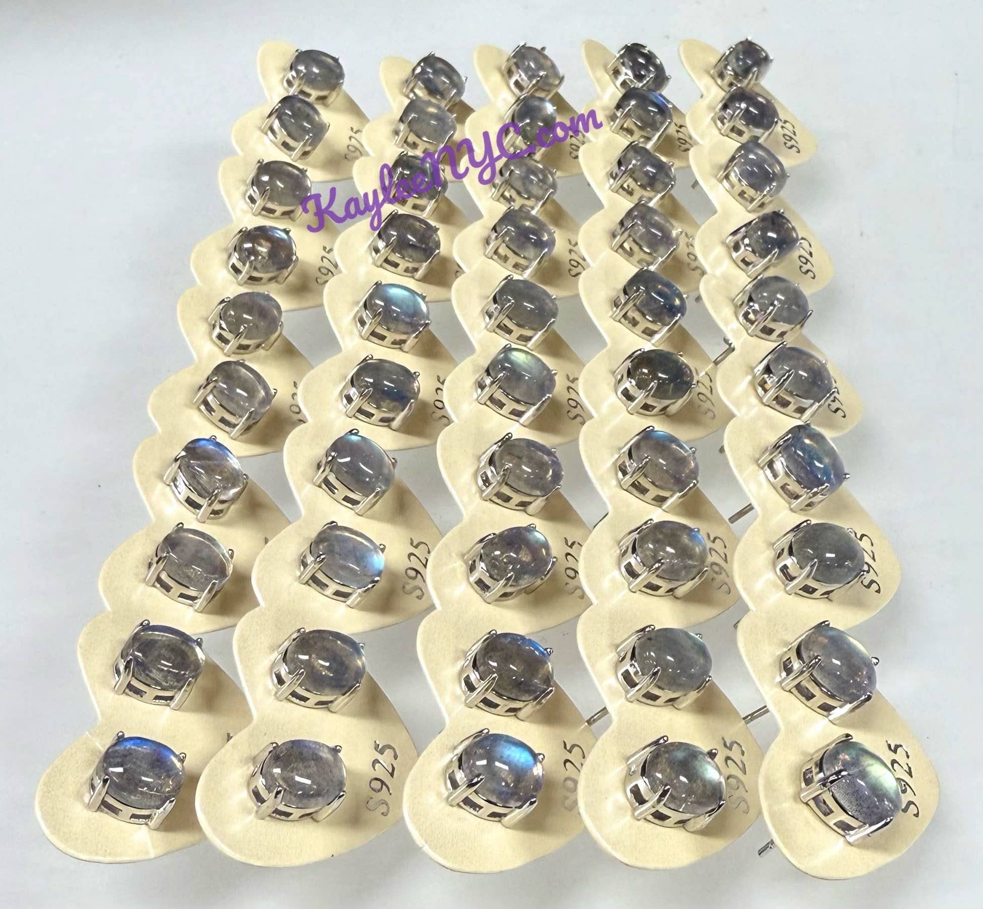 KayleeNYC - Wholesale Stud/Post Earrings - Natural Labradorite sterling Silver925 Earring Studs6