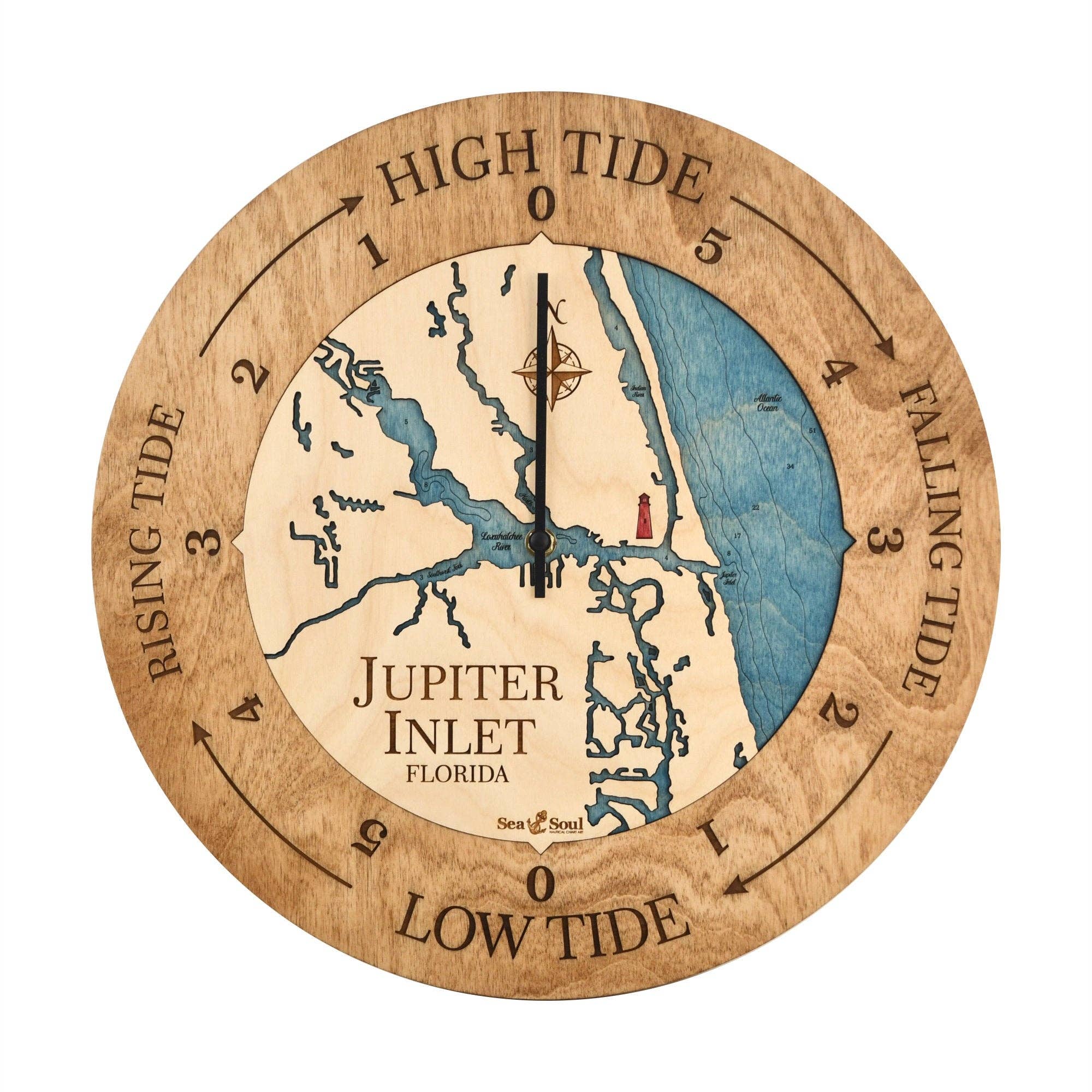 Sea & Soul Nautical Chart Art - Wholesale Wall Clock - Florida East Coast Nautical Chart Tide Clock-Many Locations46