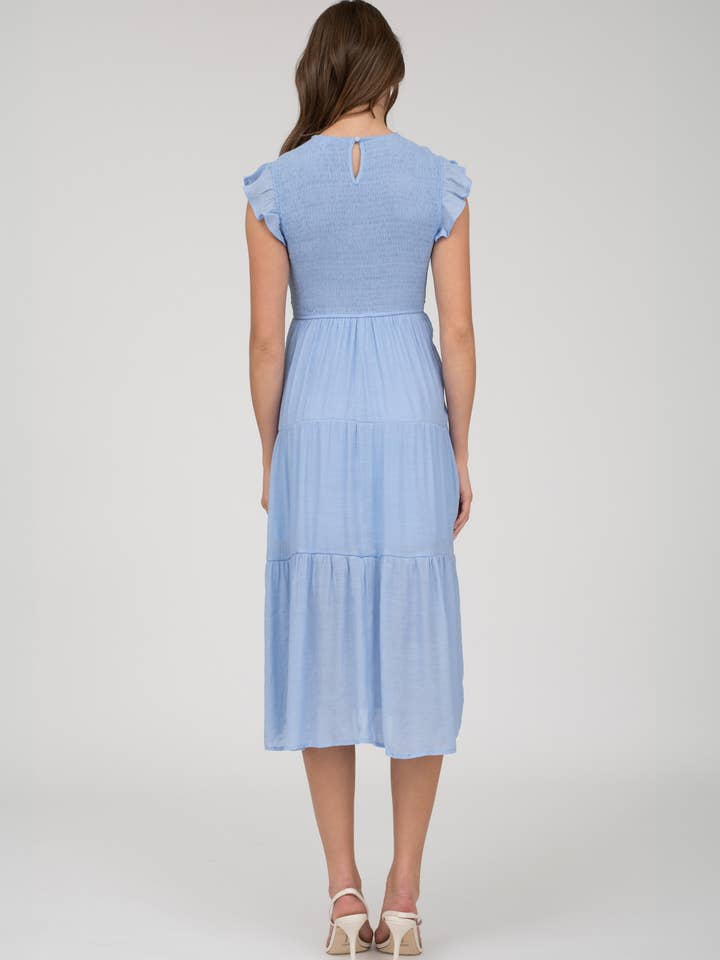 Blu Pepper - Venta al por mayor Vestido - Mujer - Vestido midi con volantes y cuerpo fruncido43