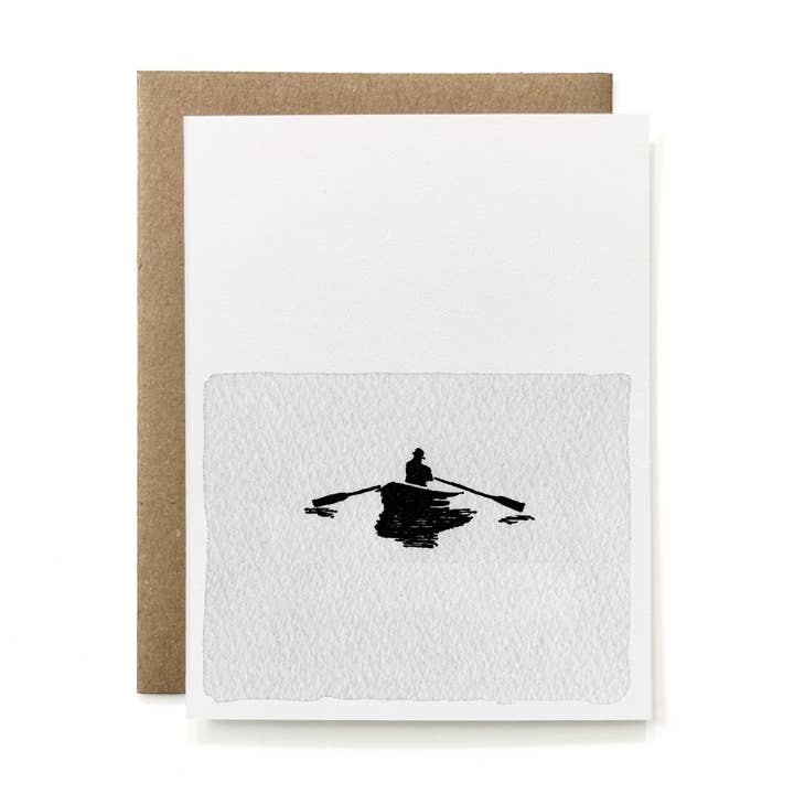100% Recycled Vertical Rowboat in Water Card for wholesale by Knapping Press