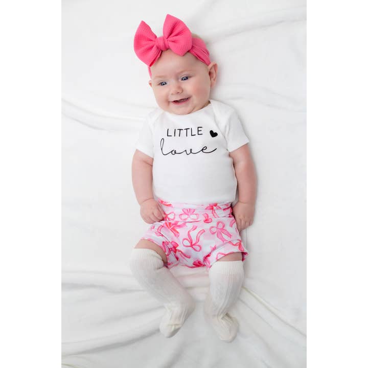 Lille Kærlighed Valentins Pink Sløjfe Bummies Sæt for engroshandel hos Tiny toes Baby Co