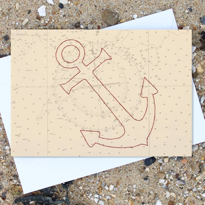 Vintage Anchor Greetings Card for wholesale by NaviStitch