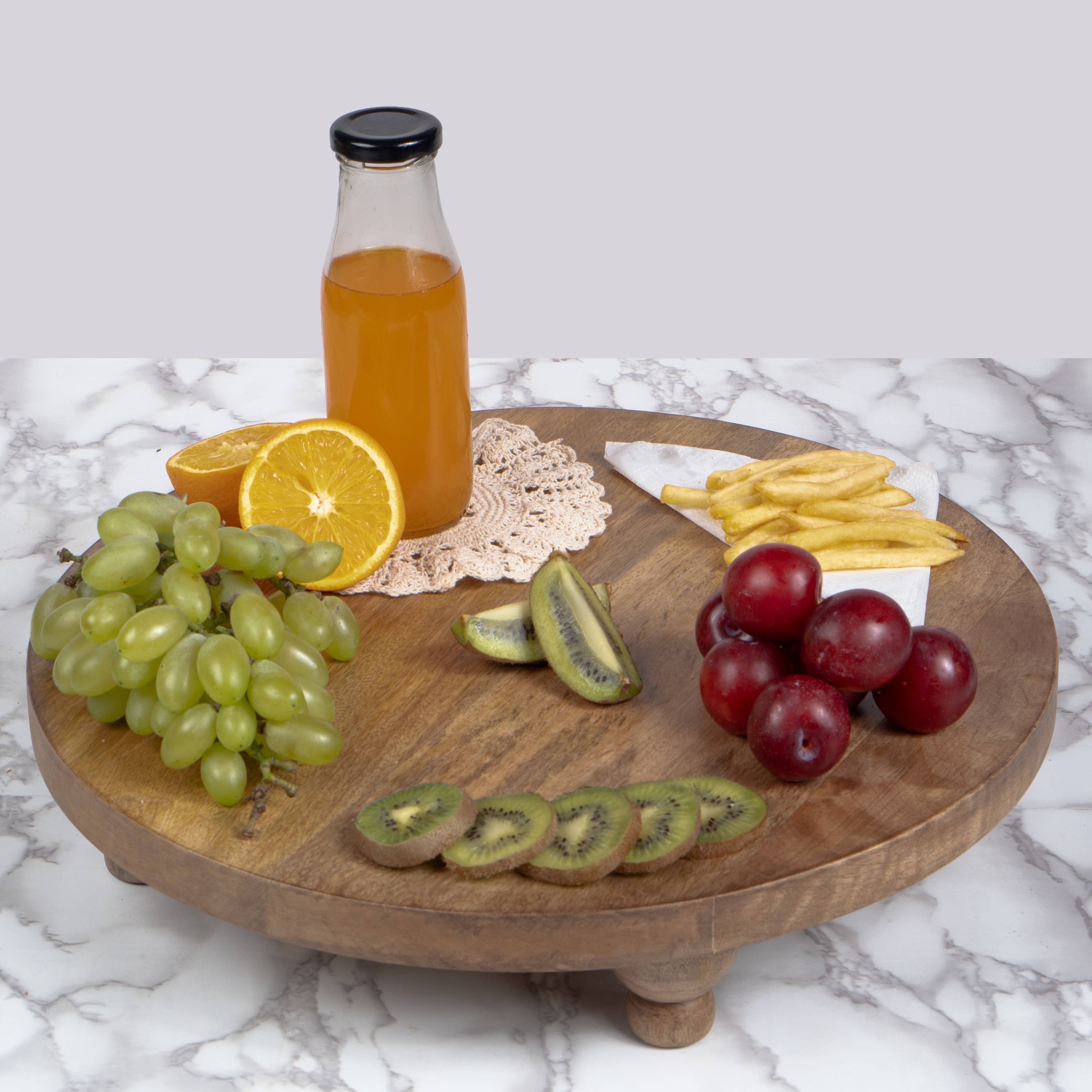 Valor Home Goods - Wholesale Flatware Serving Piece - Hand-Crafted Farmhouse Round Footed Serving Board5