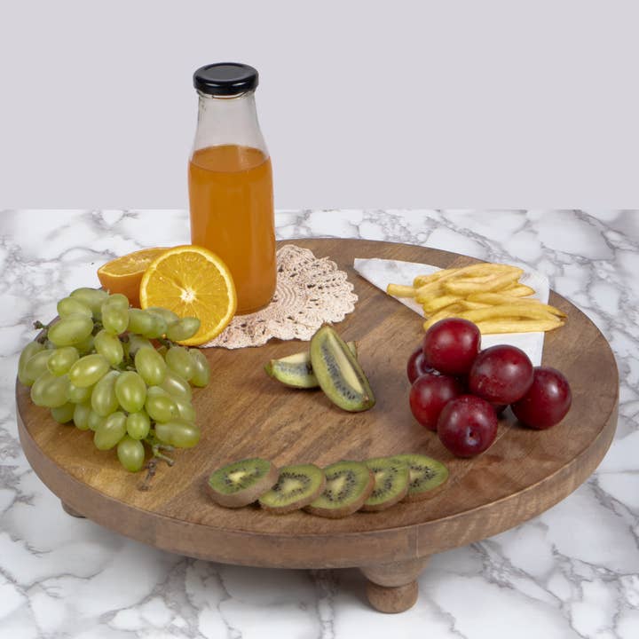 Valor Home Goods - Wholesale Flatware Serving Piece - Hand-Crafted Farmhouse Round Footed Serving Board5