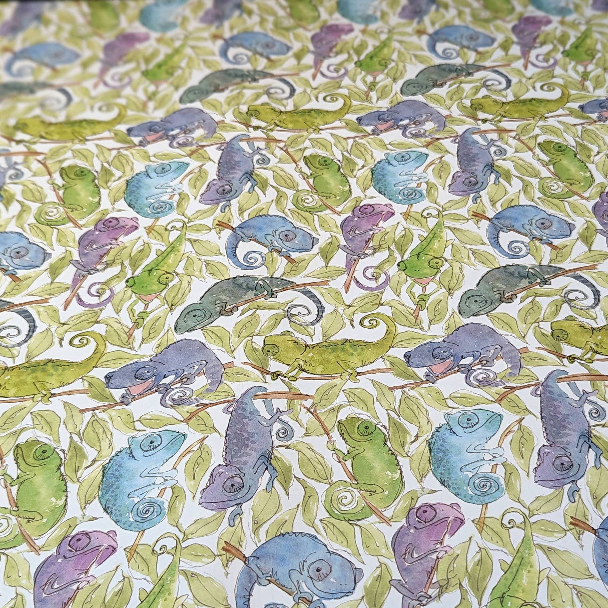 Hes Designs – wholesale Flat wrap – Chameleon gift wrap, Quirky wrapping paper, Cute Chameleons1
