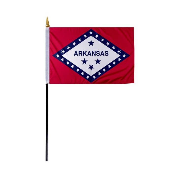 Bandeira de Mastro do Estado do Arkansas AGAS 4x6 polegadas - Haste de Plástico de 11" por atacado de AGAS MFG INC