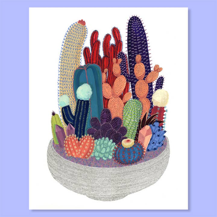Crystal Cactus Print for wholesale by Party Mouse Studio