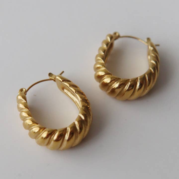 Maxine Hoops | Chunky Gold Hoops for wholesale by JESSA Jewelry